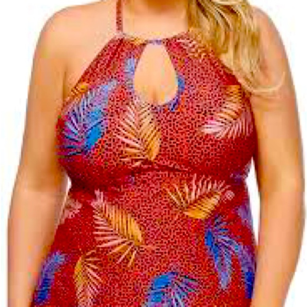 Raisins Curve Rosalie, high neck tankini, and high waisted swim bottom-16 W size